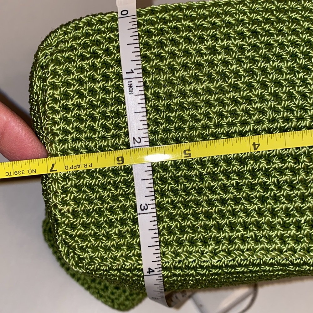 THE SAK Crocheted Silver-Tone Branded Zipper Purse Shoulder Bag Green VGUC - Picture 13 of 17